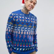 ASOS Julesweater med mønster i Koboltblå