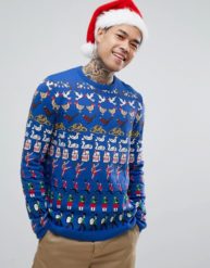 ASOS Julesweater med mønster i Koboltblå